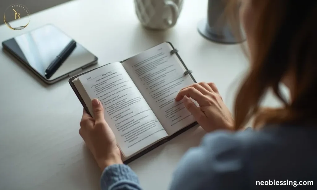 Person reading new month prayer guide