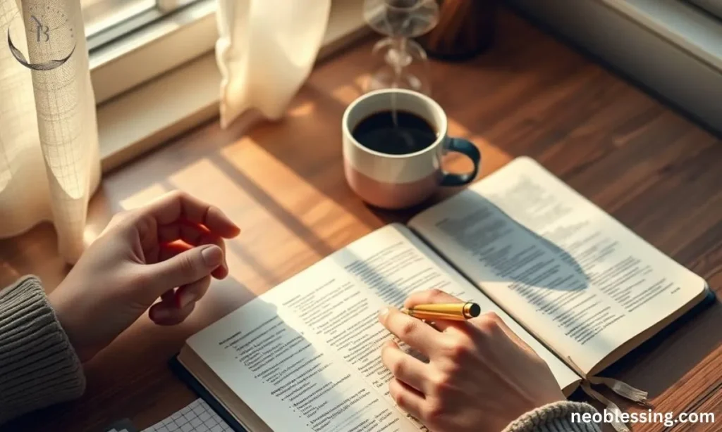 Using prayer points at a cozy desk