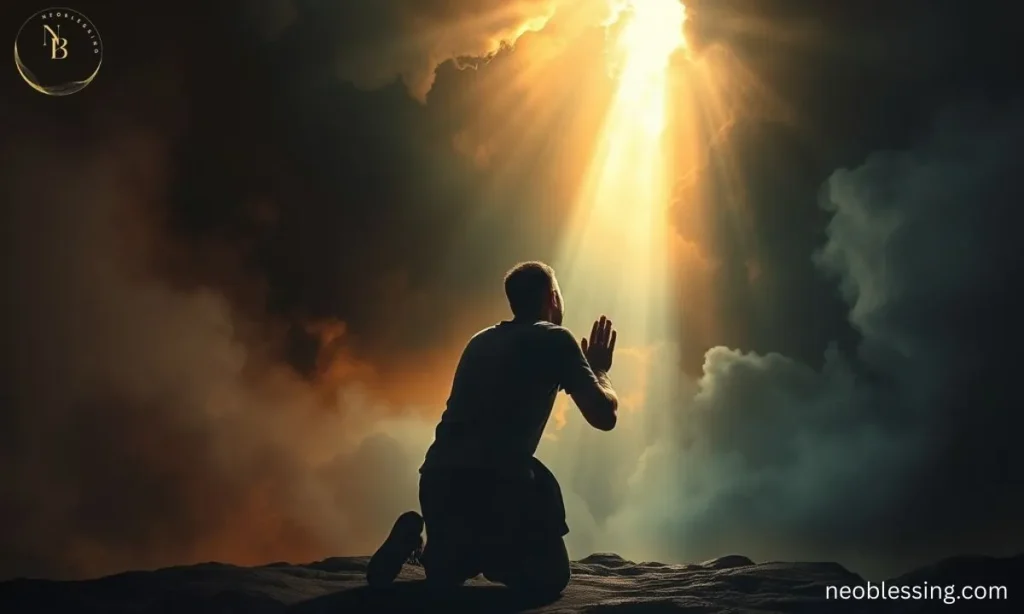 Kneeling prayer with light