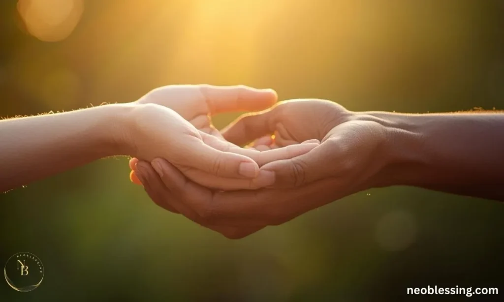Hands clasped blessing moment