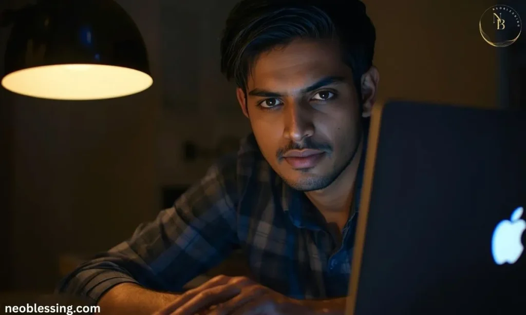 Man working for breakthrough