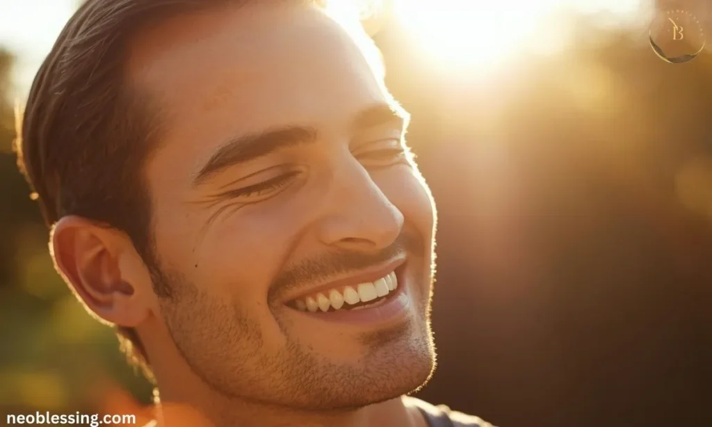 Man smiling peacefully