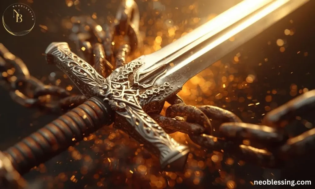 Breaking chains with sword