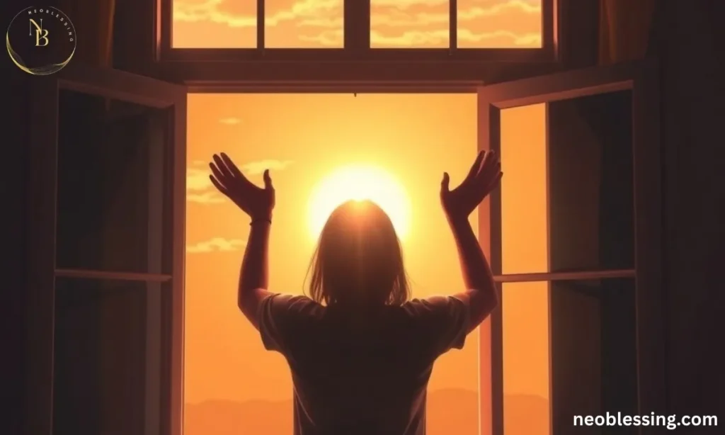 Grateful person welcoming new month