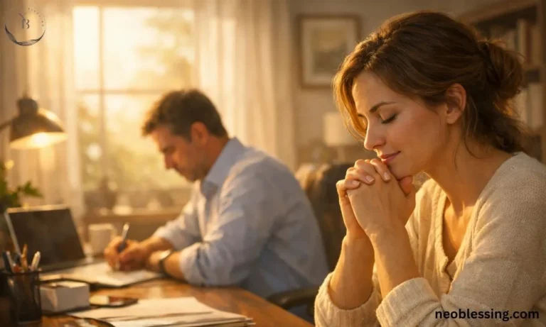 Wife praying for husband at work
