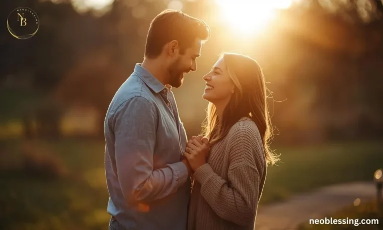 Couple sharing a warm new month blessing