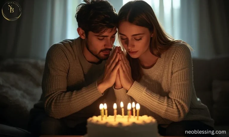 Friends praying on birthday