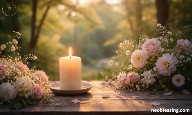 Peaceful remembrance scene with candle